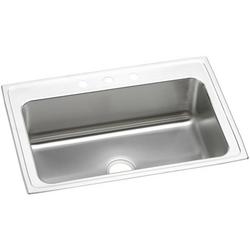 33 x 22 in. 2 Hole Stainless Steel Single Bowl Drop-in Kitchen Sink in Lustrous Satin