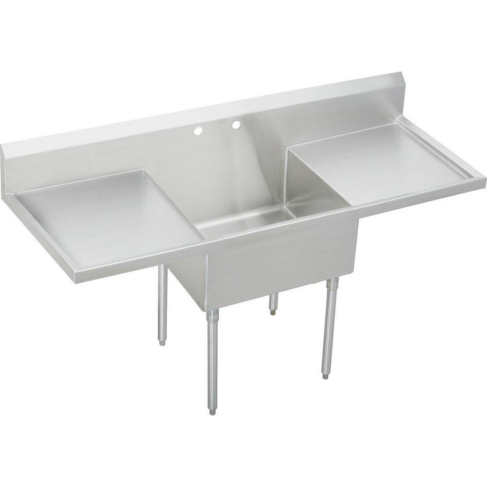 Elkay Buffed Satin Floor Mount Scullery Sink with Left and Right Drainboard 
