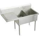 2-Hole Floor Mount Food Service Scullery Sink with Left Side Drainboard