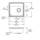 Elkay Lustrous Satin 19 x 18 in. 2-Hole 1-Bowl Self-Rimming or Drop-In 304 Stainless Steel Kitchen Sink with Rear Right Drain 
