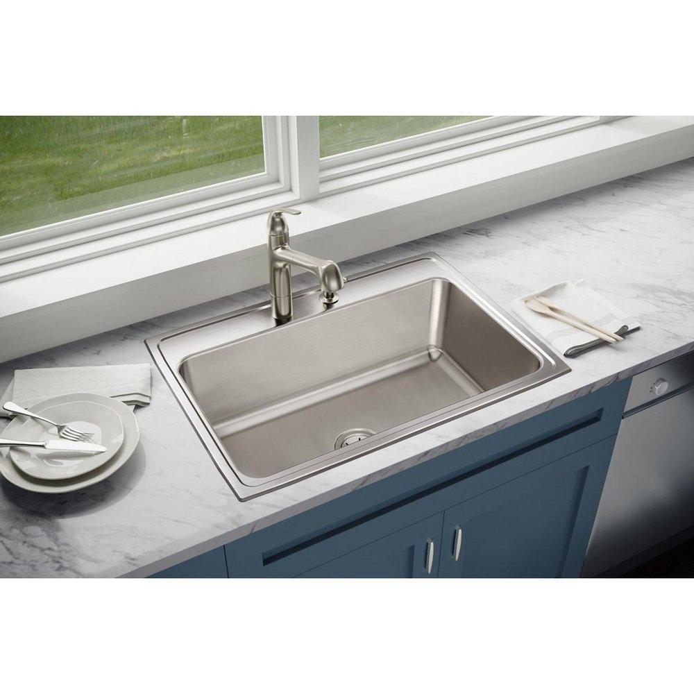 Elkay Lustrous Satin 31 x 22 in. Stainless Steel Single Bowl Drop-in Kitchen Sink in Lustrous Satin 