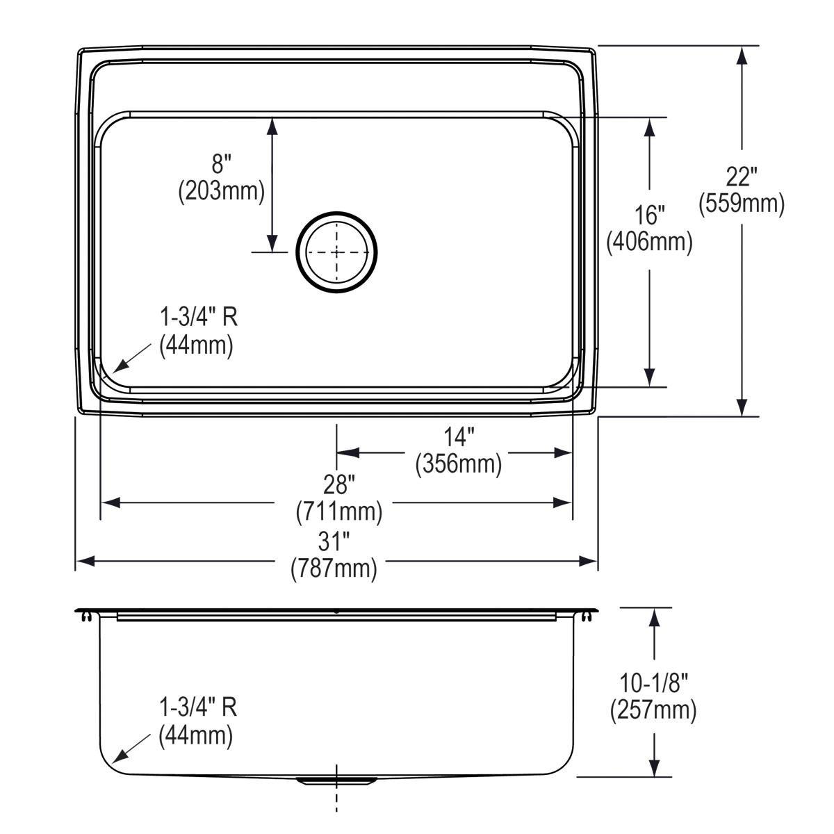 Elkay Lustrous Satin 31 x 22 in. Stainless Steel Single Bowl Drop-in Kitchen Sink in Lustrous Satin 