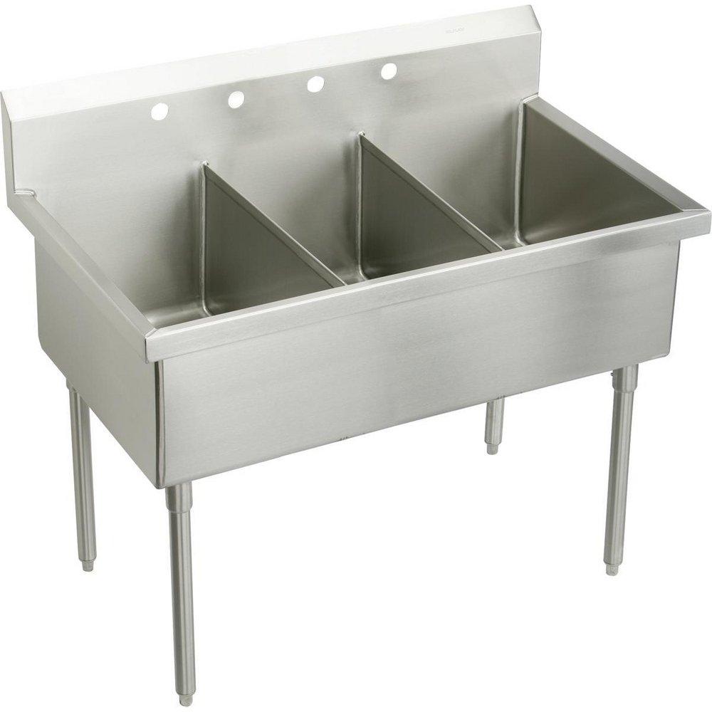 Elkay Buffed Satin Floor Mount Food Service Scullery Sink 