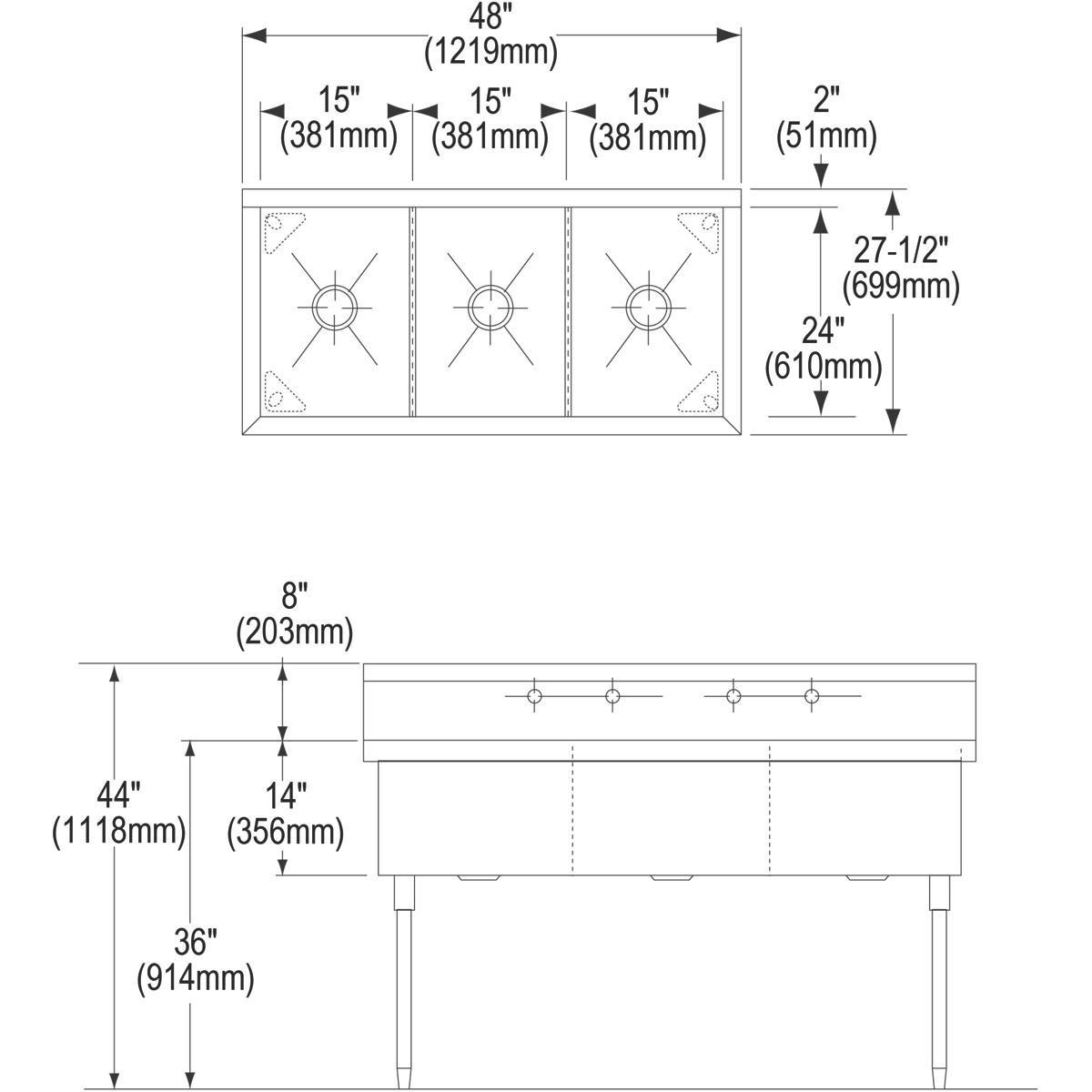 Elkay Buffed Satin Floor Mount Food Service Scullery Sink 