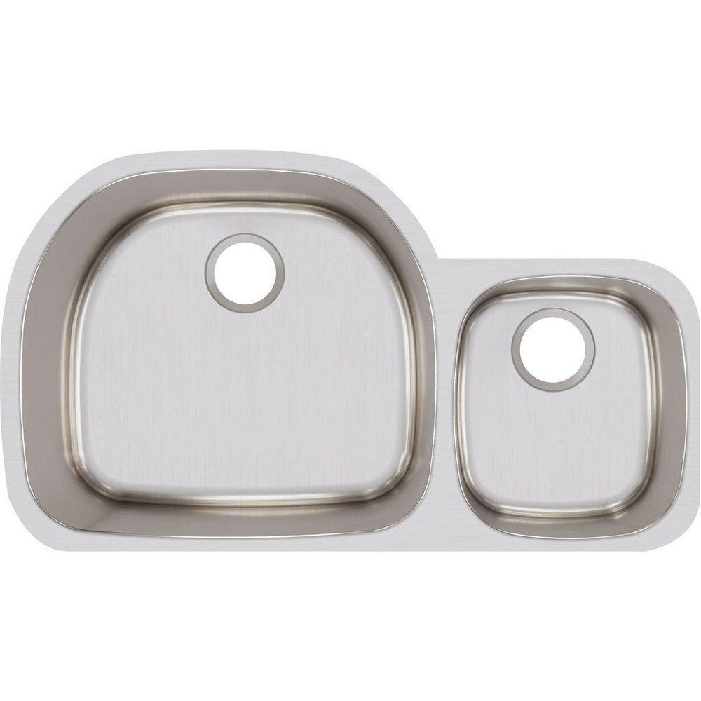 Elkay Lustrous Satin 36-1/4 x 21-1/8 in. No Hole Stainless Steel Double Bowl Undermount Kitchen Sink 