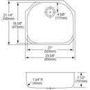 Elkay Lustrous Satin 23-5/8 x 21-1/4 in. No Hole Stainless Steel Single Bowl Undermount Kitchen Sink 