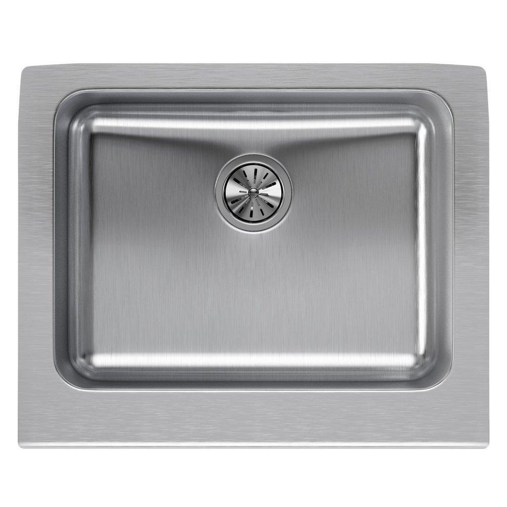 Elkay Lustrous Satin 25 x 20-1/2 in. Stainless Steel Single Bowl Farmhouse Kitchen Sink with Sound Dampening 