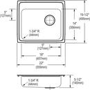 Elkay Lustrous Satin 22 X 19 One Hole Single Band Kitchen SINK *LUSTER Stainless Steel 