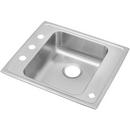 Elkay Lustrous Satin 25 x 22 in. 2-Hole 1-Bowl 304 Stainless Steel Top Mount and Drop-In Classroom Sink 