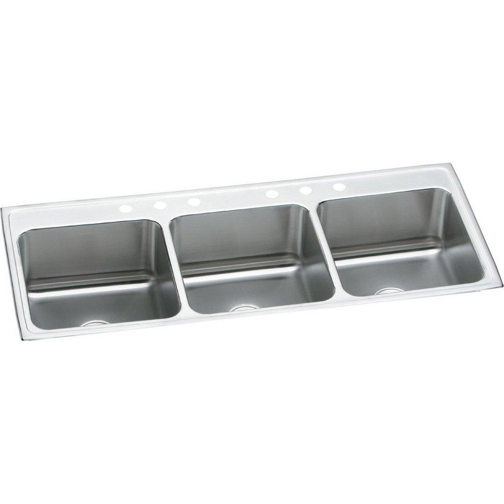 Elkay Lustrous Satin 54 x 22 in. Stainless Steel Triple Bowl Drop-in Kitchen Sink in Lustrous Satin 