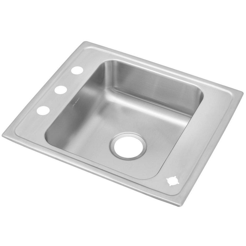 Elkay Lustrous Satin 25 x 22 in. 2-Hole 1-Bowl 304 Stainless Steel Top Mount and Drop-In Classroom Sink 