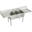 Elkay Buffed Satin 3-Bowl Floor Mount Scullery Sink with Left and Right Drainboard 