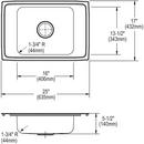 Elkay Brushed Satin 25 x 17 x 5-1/2 in. Drop-in Classroom Sink 