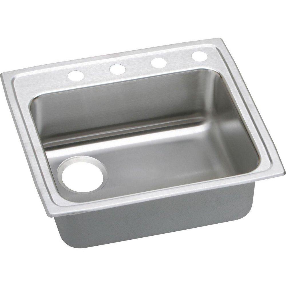 Elkay Lustrous Highlighted Satin 4-Hole 1-Bowl Topmount Kitchen Sink 