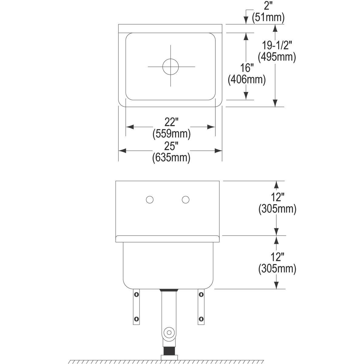 Elkay Buffed Satin Wall Service Sink 