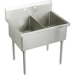 2-Hole 2-Basin Floor Mount Square Corner Scullery Sink