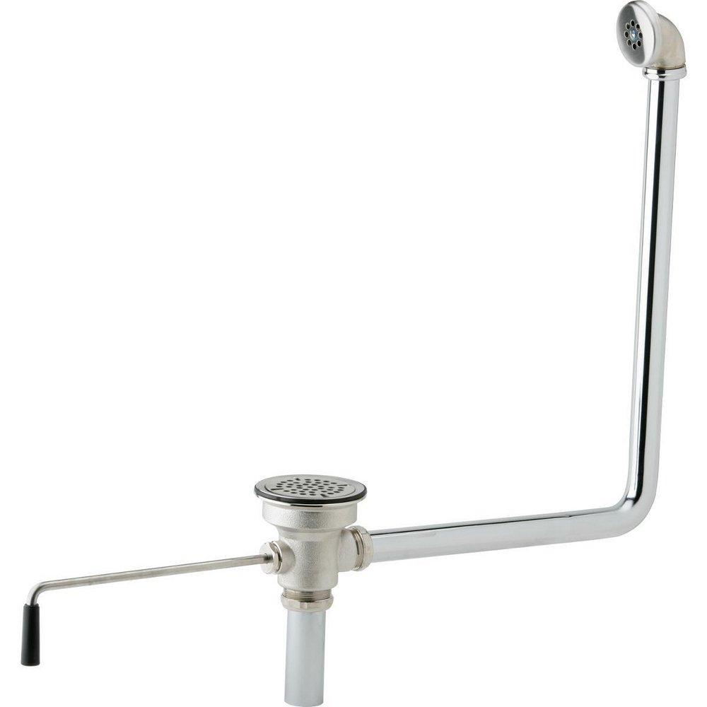 Elkay Polished Stainless Steel 4 in. Drain Fitting Rotary Lever Operated with Overflow 