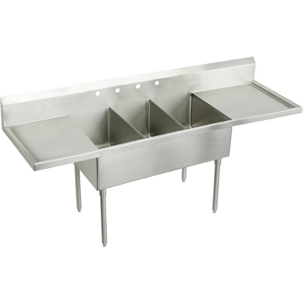 Elkay Buffed Satin Floor Mount Triple Compartment Scullery Sink 