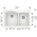 BLANCO White 33 x 22 in. 1 Hole Composite Double Bowl Dual Mount Kitchen Sink 