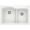 BLANCO White 33 x 22 in. 1 Hole Composite Double Bowl Dual Mount Kitchen Sink 