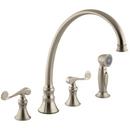 1.5 gpm 4-Hole Kitchen Sink Faucet with Double Ergonomic Lever Handle Spout, Sidespray and Scroll in Vibrant Brushed Bronze