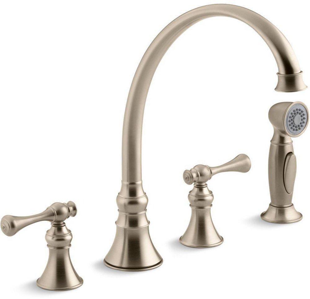 KOHLER Vibrant&reg; Brushed Bronze Two Handle Kitchen Faucet 