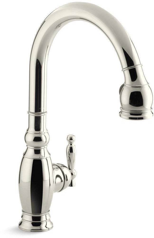 KOHLER Vibrant&reg; Polished Nickel Single Handle Pull Down Kitchen Faucet 