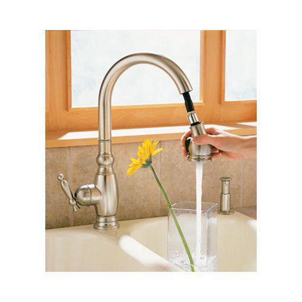 KOHLER Vibrant&reg; Polished Nickel Single Handle Pull Down Kitchen Faucet 