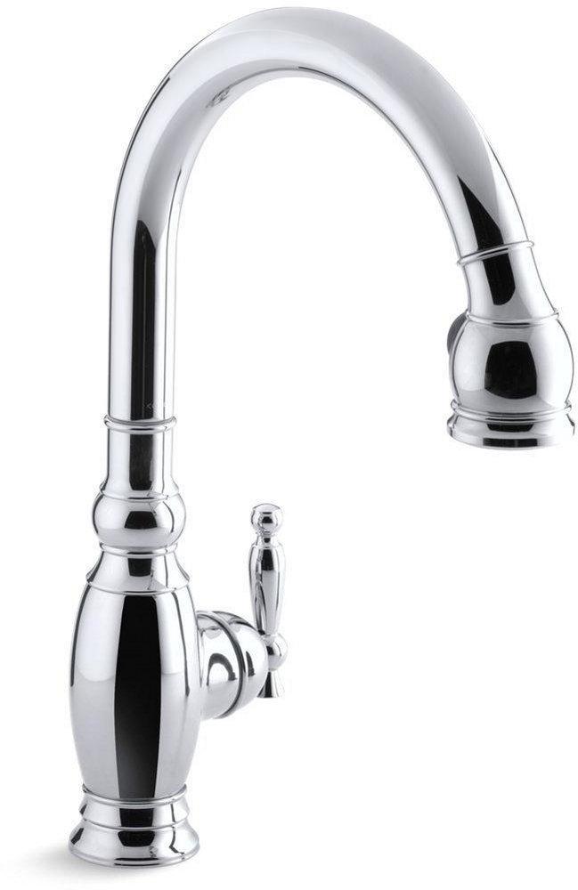 KOHLER Polished Chrome Single Handle Pull Down Kitchen Faucet 