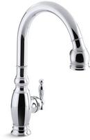 KOHLER Polished Chrome Single Handle Pull Down Kitchen Faucet 