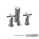Vertical Spray Bidet Faucet with Double Cross Handle in Vibrant Brushed Nickel