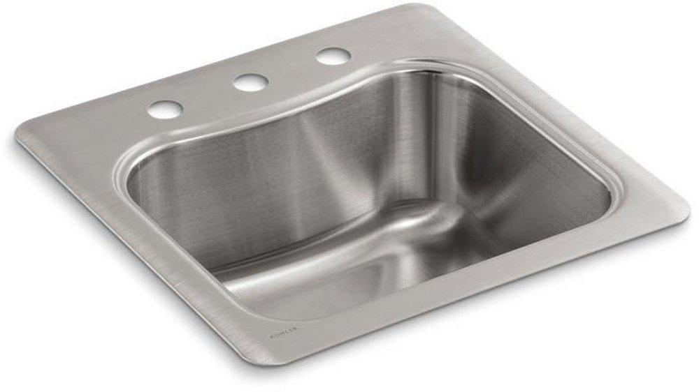 KOHLER Stainless Steel 20 x 20 in. 1 Hole Drop-in Stainless Steel Bar Sink 