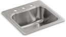 KOHLER Stainless Steel 20 x 20 in. 1 Hole Drop-in Stainless Steel Bar Sink 