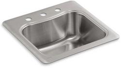20 x 20 in. 3 Hole Stainless Steel Drop- Bar Sink