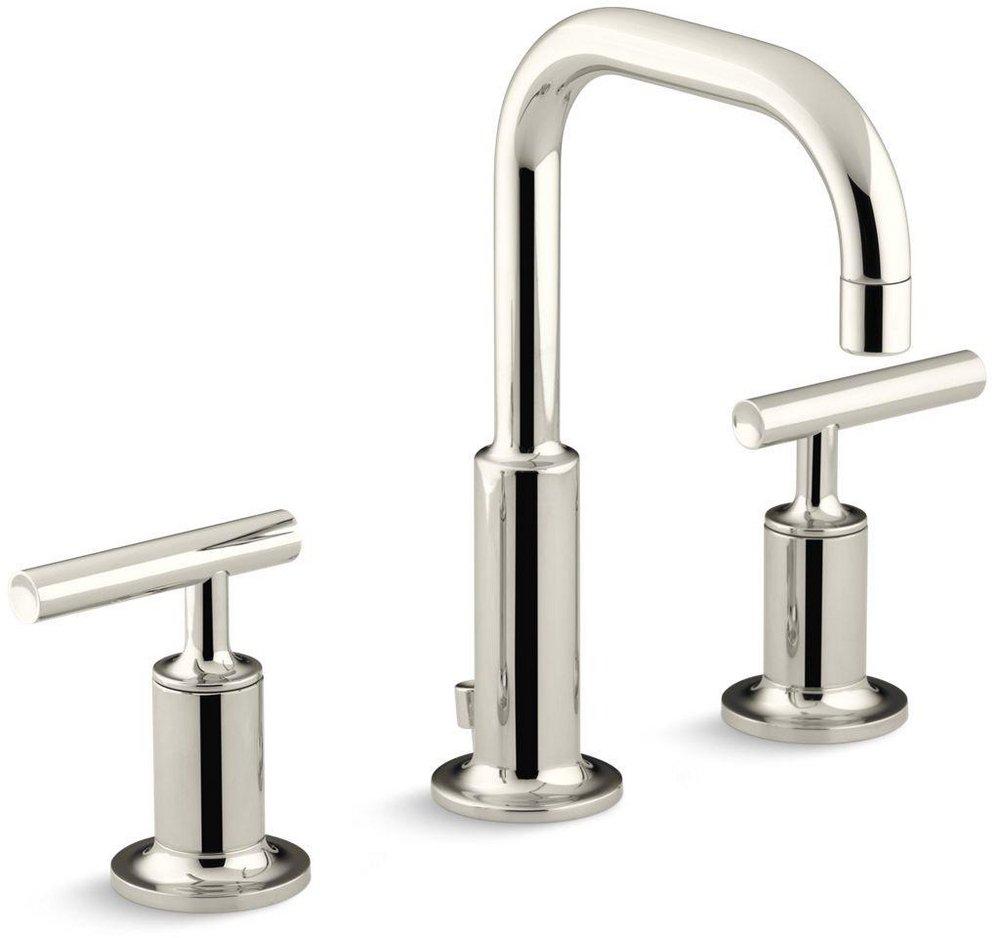 KOHLER Vibrant Polished Nickel Two Handle Widespread Bathroom Sink Faucet with Metal Pop-Up Drain Assembly 