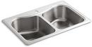 33 x 22 in. 1-Hole Stainless Steel Double Bowl Drop-in Kitchen Sink with Sound Dampening