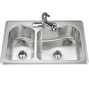 33 x 22 in. 3 Hole Double Bowl Drop-in Kitchen Sink in Stainless Steel