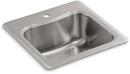 KOHLER Stainless Steel 20 x 20 in. 1 Hole Drop-in Stainless Steel Bar Sink 