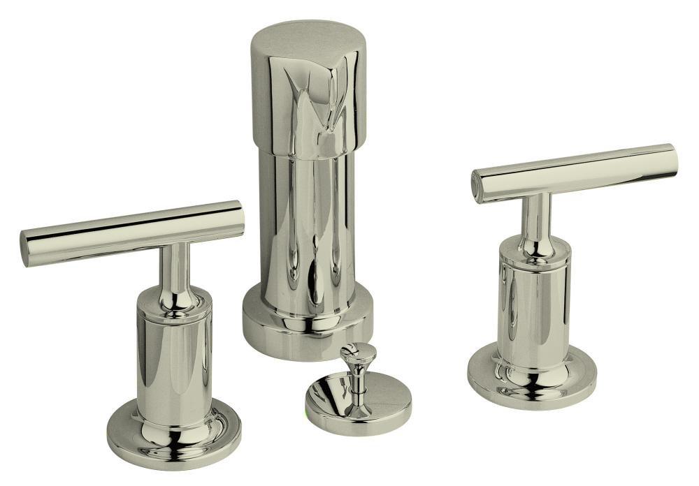 KOHLER Vibrant&reg; Polished Nickel 2 Handle Lever BIDET Faucet Vertical Purist Polished Nickel 