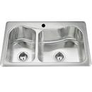 33 x 22 in. 1 Hole Stainless Steel Double Bowl Drop-in Kitchen Sink