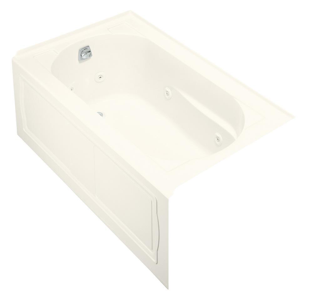 KOHLER Biscuit 60 x 32 in. Whirlpool Alcove Bathtub Left Drain 
