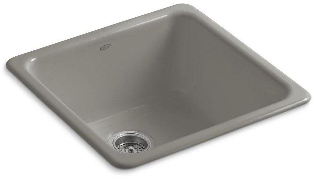 KOHLER Cashmere 20-7/8 x 20-7/8 in. No Hole Cast Iron Single Bowl Dual Mount Kitchen Sink 