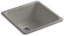 KOHLER Cashmere 20-7/8 x 20-7/8 in. No Hole Cast Iron Single Bowl Dual Mount Kitchen Sink 