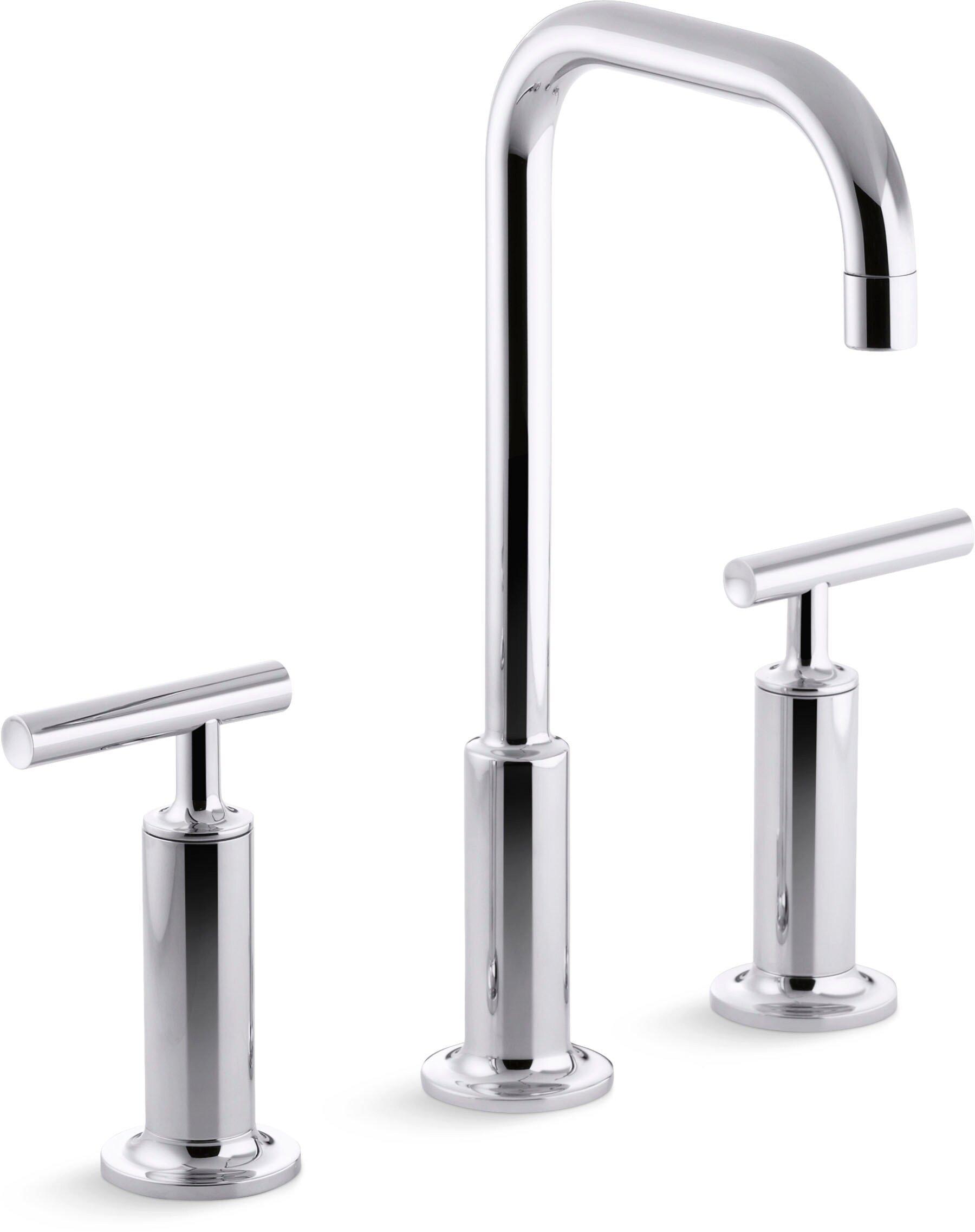 KOHLER Polished Chrome 3-Hole Widespread Bathroom Sink Faucet with Double Lever Handle and 8-3/4 in. Spout Height 