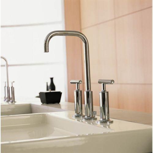 KOHLER Polished Chrome 3-Hole Widespread Bathroom Sink Faucet with Double Lever Handle and 8-3/4 in. Spout Height 