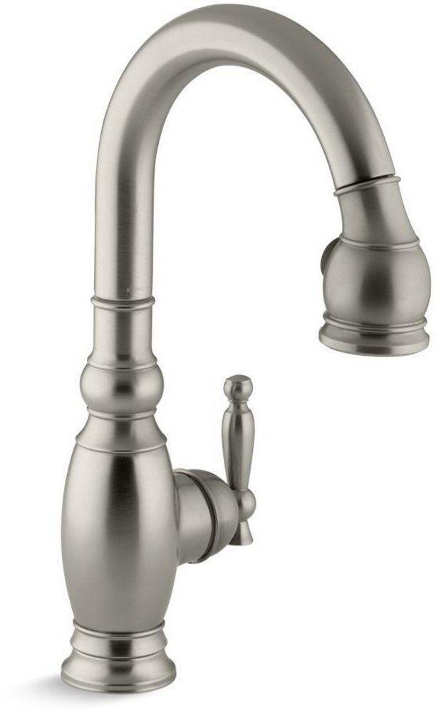 KOHLER Vibrant Brushed Nickel Single Handle Pull Down Kitchen Faucet 