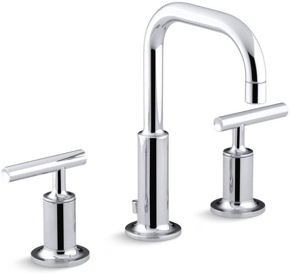 KOHLER Polished Chrome Two Handle Widespread Bathroom Sink Faucet with Metal Pop-Up Drain Assembly 