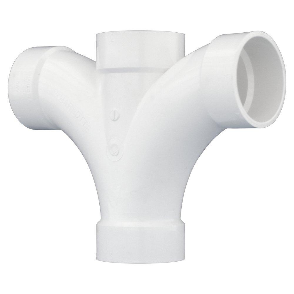 White PVC DWV Double Fixture Fitting 