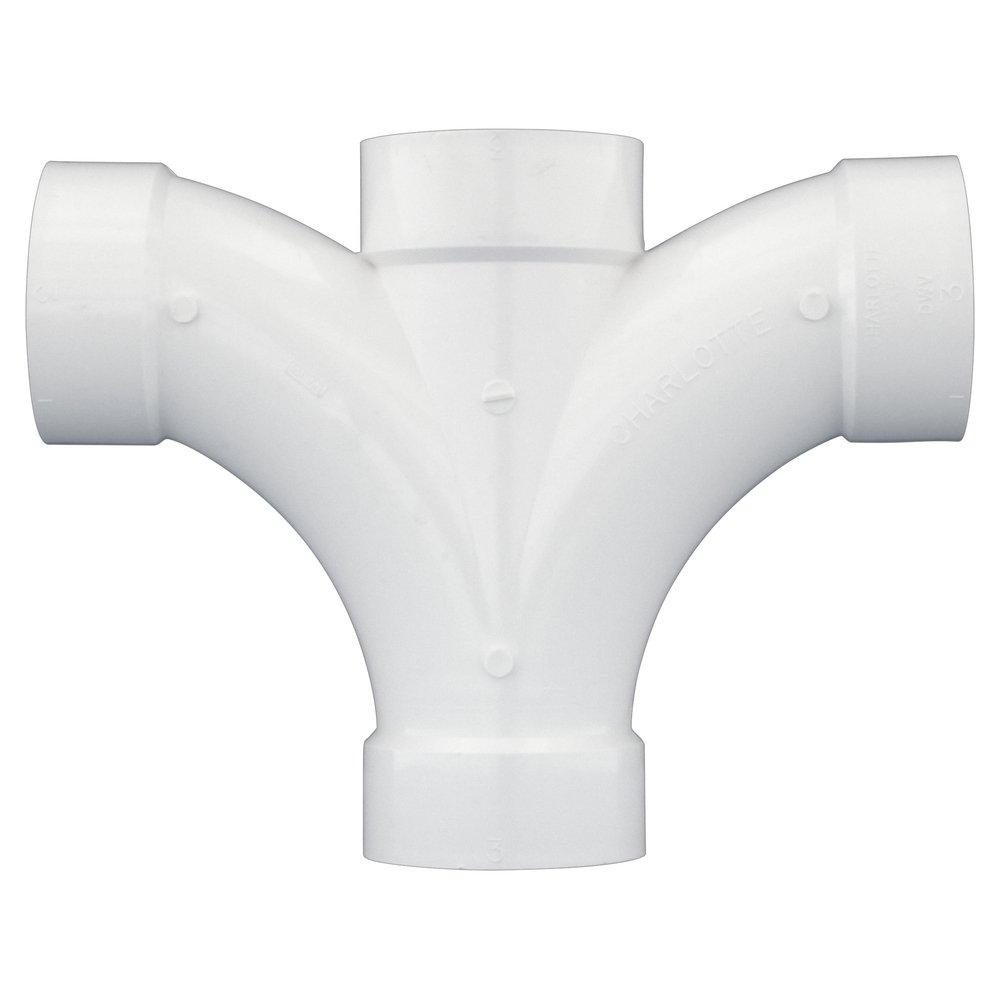 White PVC DWV Double Fixture Fitting 