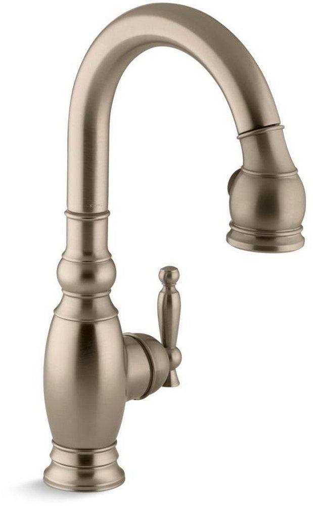 KOHLER Vibrant&reg; Brushed Bronze Single Handle Pull Down Kitchen Faucet 